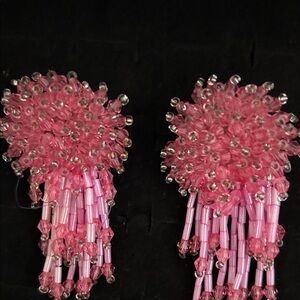 Pink Beaded Statement Earrings